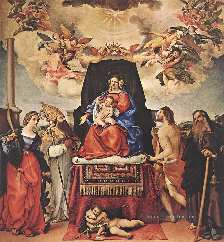 Madonna mit Kind und Heiligen 1521II Renaissance Lorenzo Lotto Ölgemälde